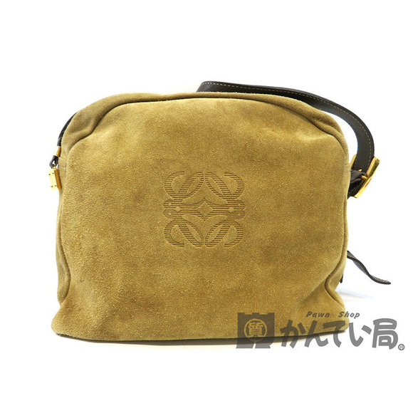 Loewe Handbags - LOEWE suede shoulder bag brown logo leather